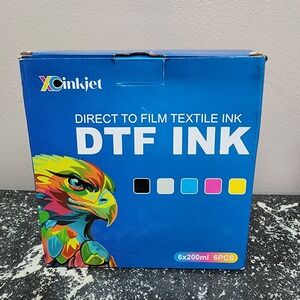 Direct To Film Textile Ink. Inkjet 6x200 Ml XC inkjet Black, Blue, Cyan, White
